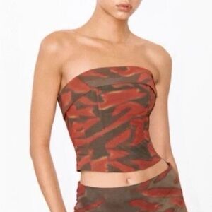 With Jean Carla Corset NYX Red Brown Tye Dye S